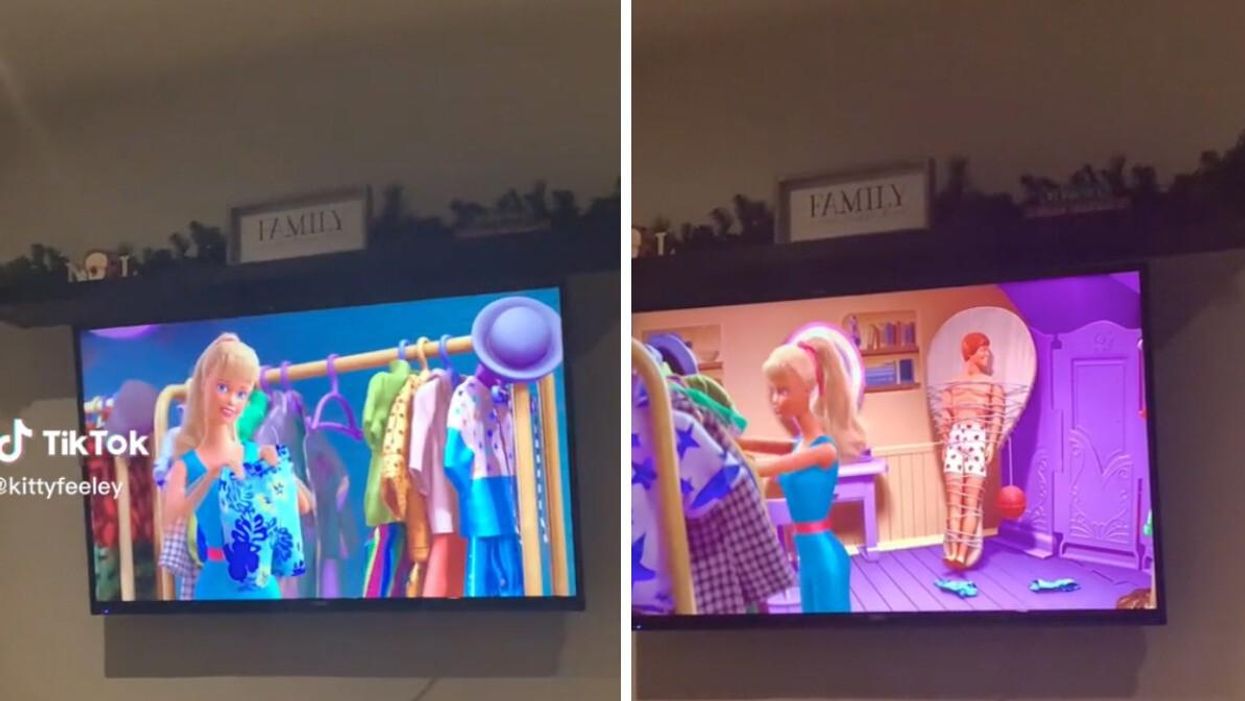 A scene from "Toy Story 3" shown in the TikTok video.