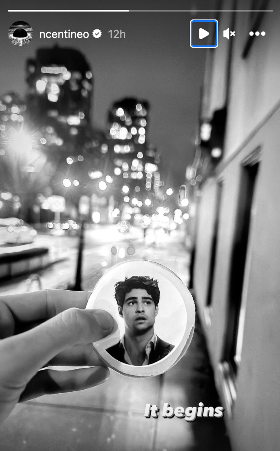 A screenshot of Noah Centineo's Instagram story on January 4, 2024.