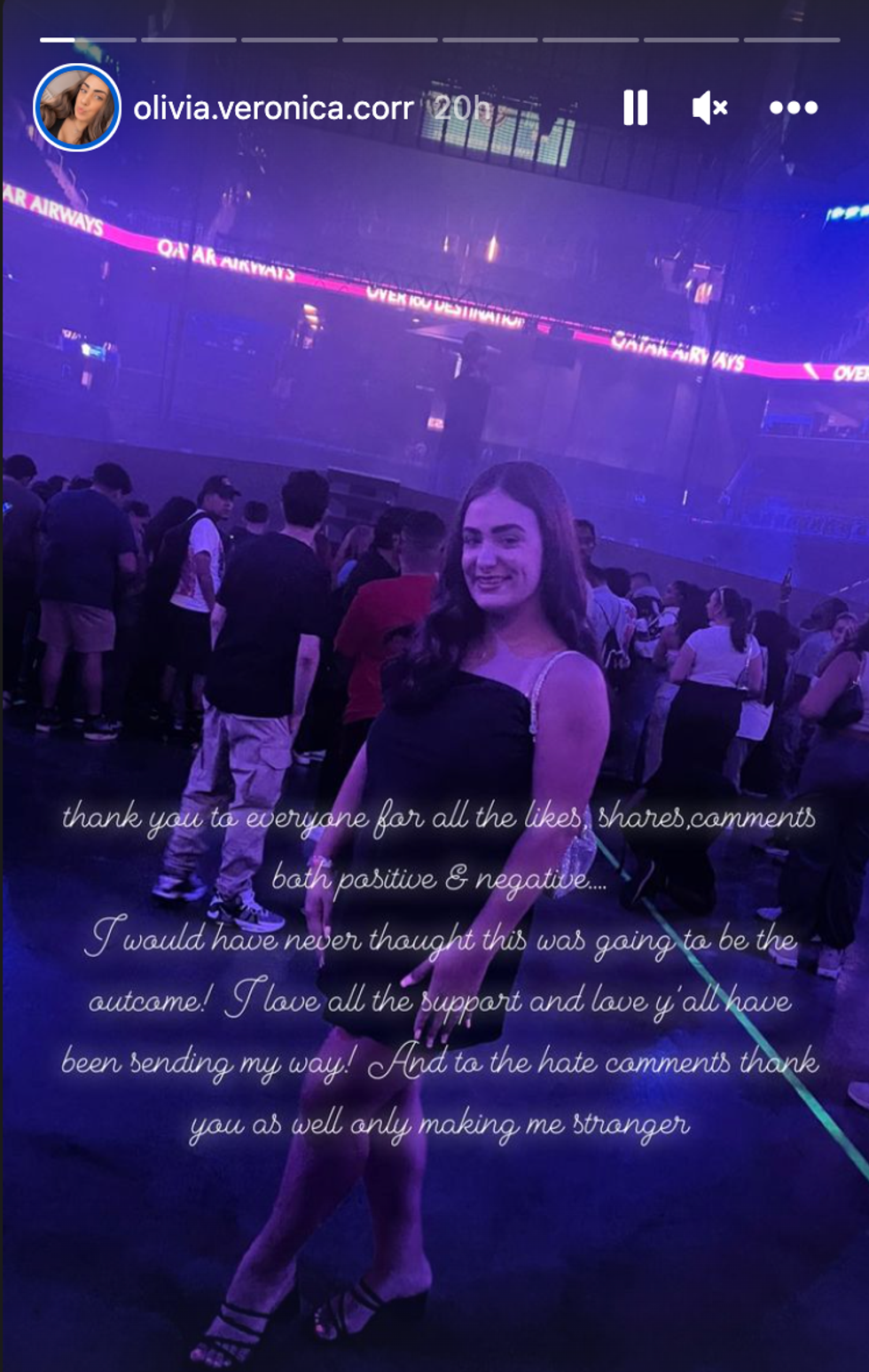 A screenshot of Veronica Correia's Instagram story.