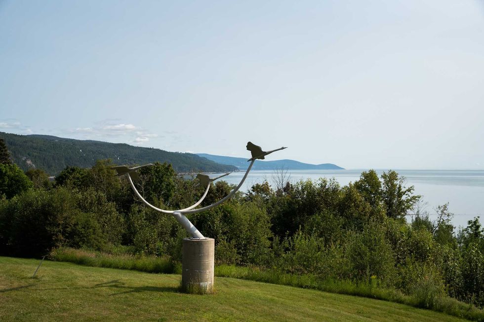 A sculpture of flying geese at Le Domaine Forget de Charlevoix.