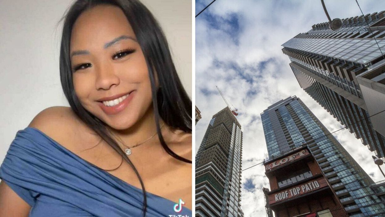 A selfie of Bridgette Vong. Right: Toronto condos.