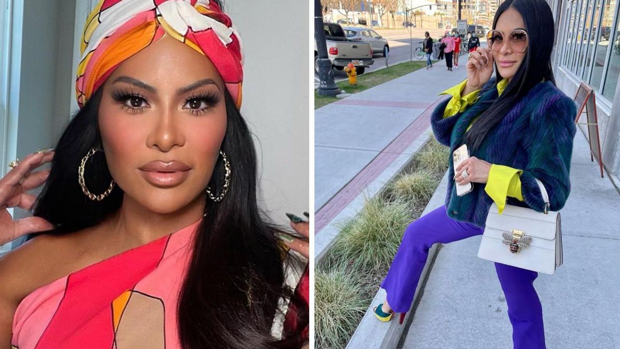 A selfie of Jen Shah. Right: Jen Shah in a fur coat.