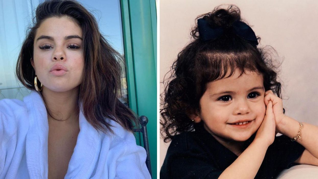 A selfie of Selena Gomez. Right: Young Selena Gomez.