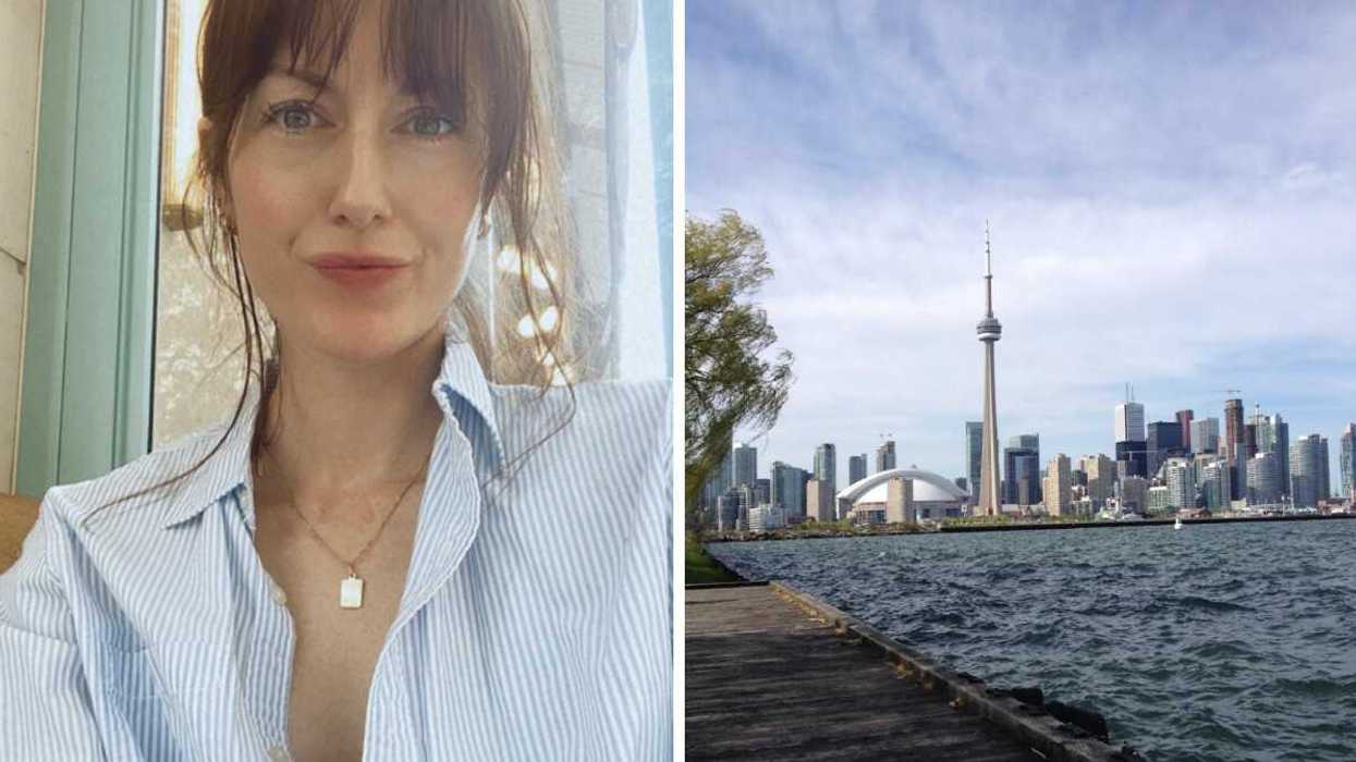 A selfie. Right: Toronto skyline.