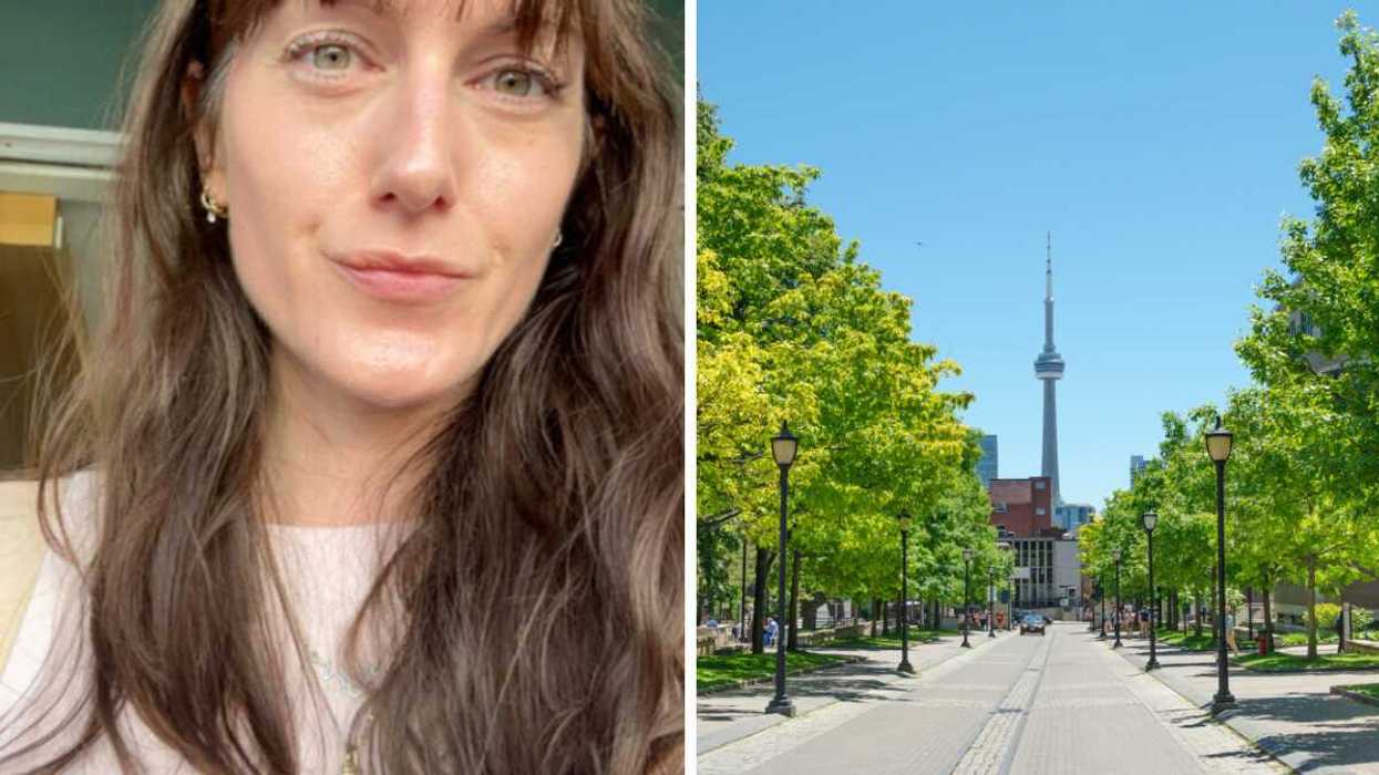 A selfie. Right: Toronto Street.