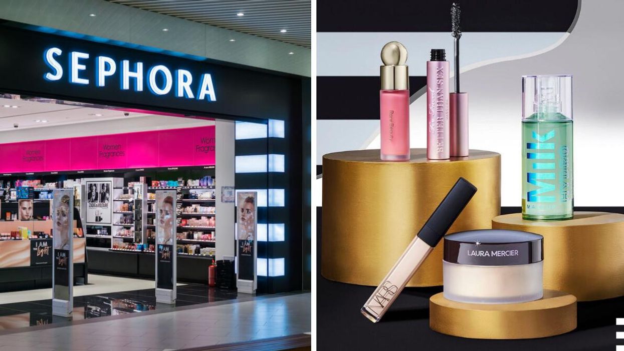 A Sephora store. Right: Sephora beauty products.