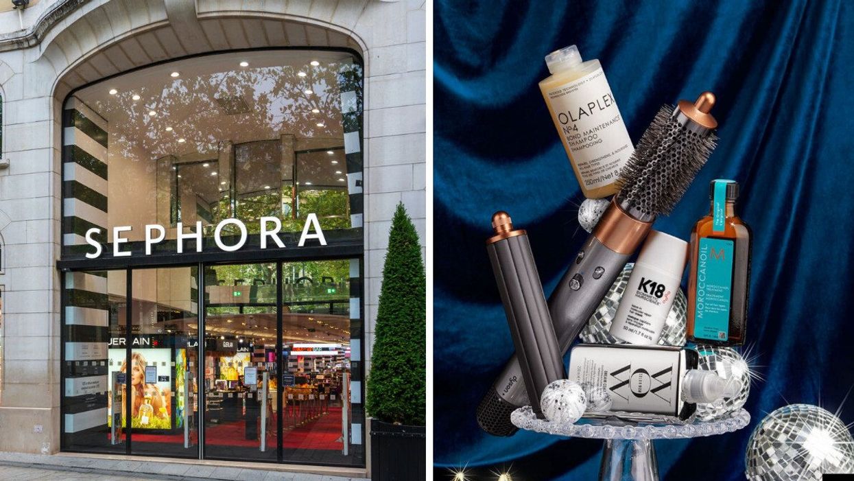 A Sephora store. Right: Sephora products.