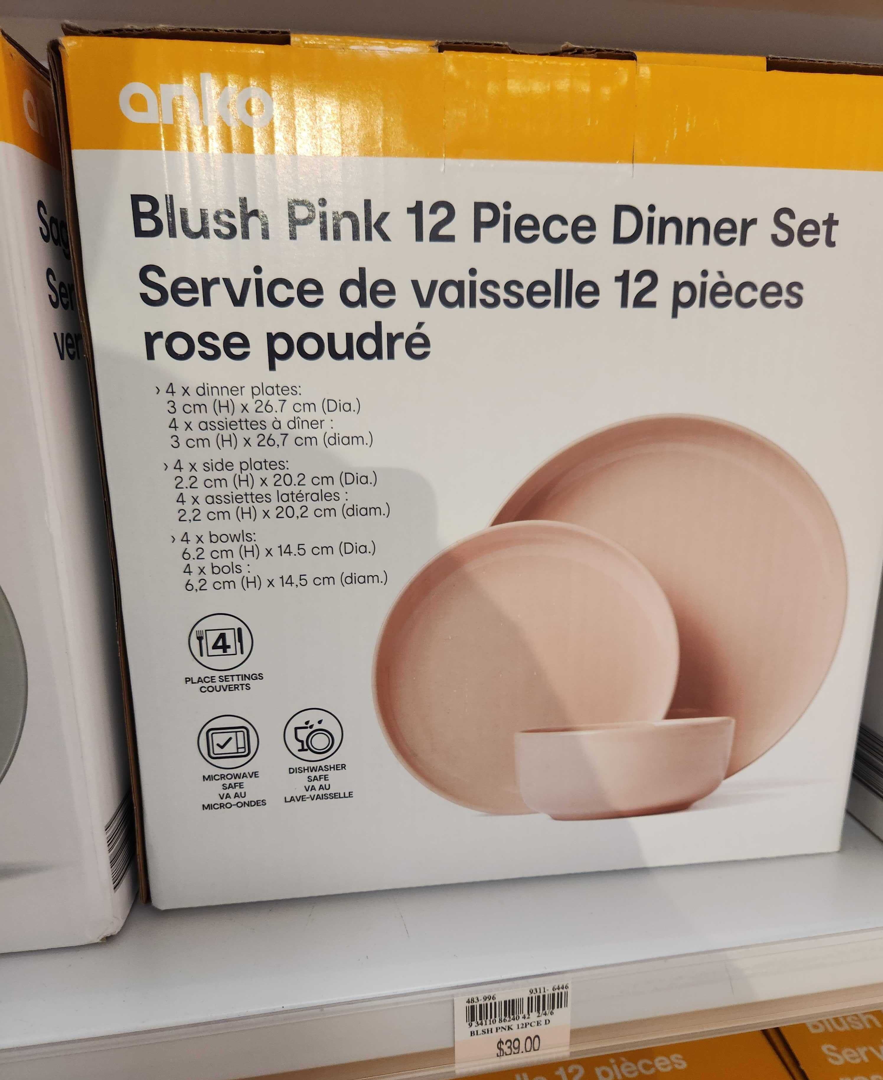 A set of pink dishware.