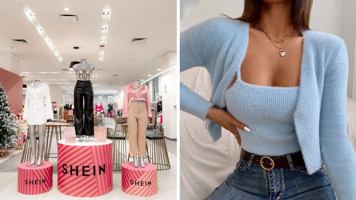A SHEIN pop-up store. Right: SHEIN clothing.