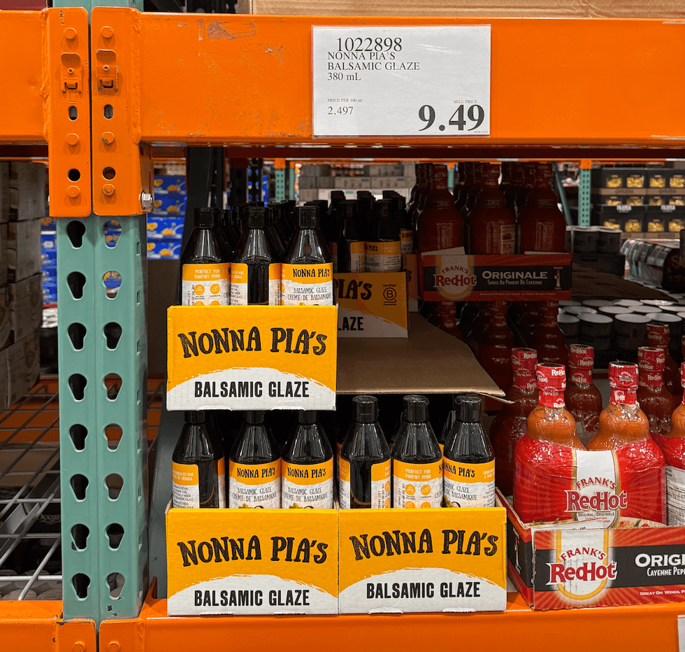 A shelf full of balsamic glaze.