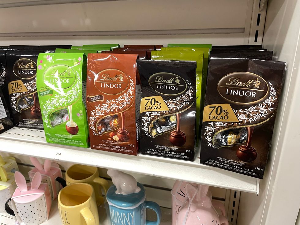 A shelf of Lindor chocolates.