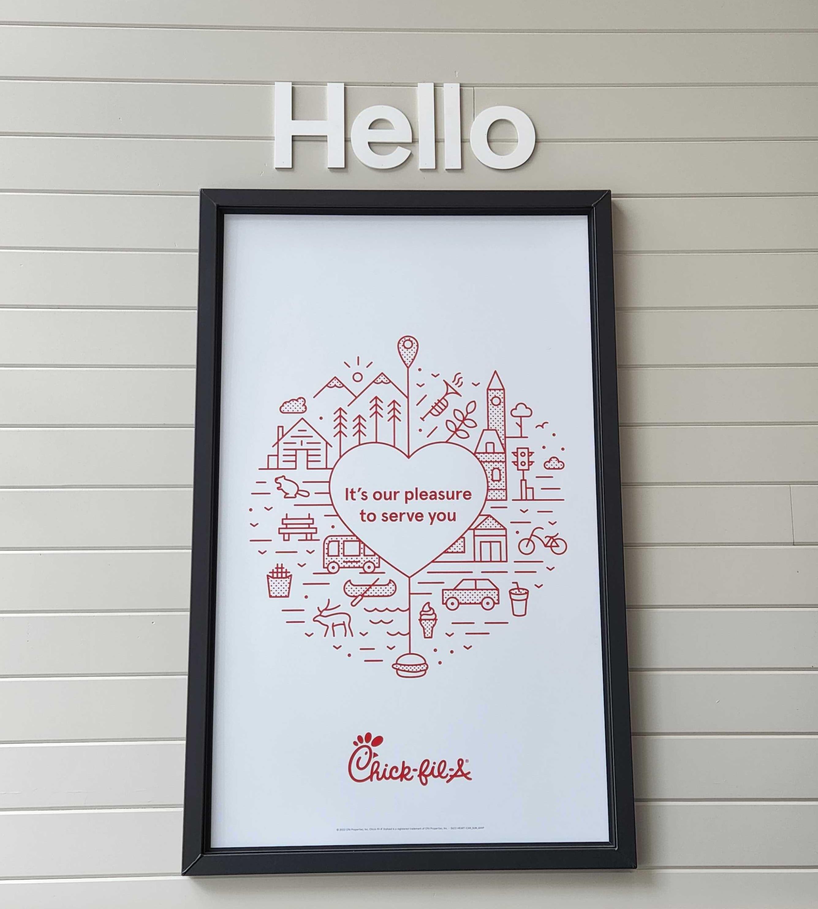 A sign in a Chick-Fil-A in Canada.