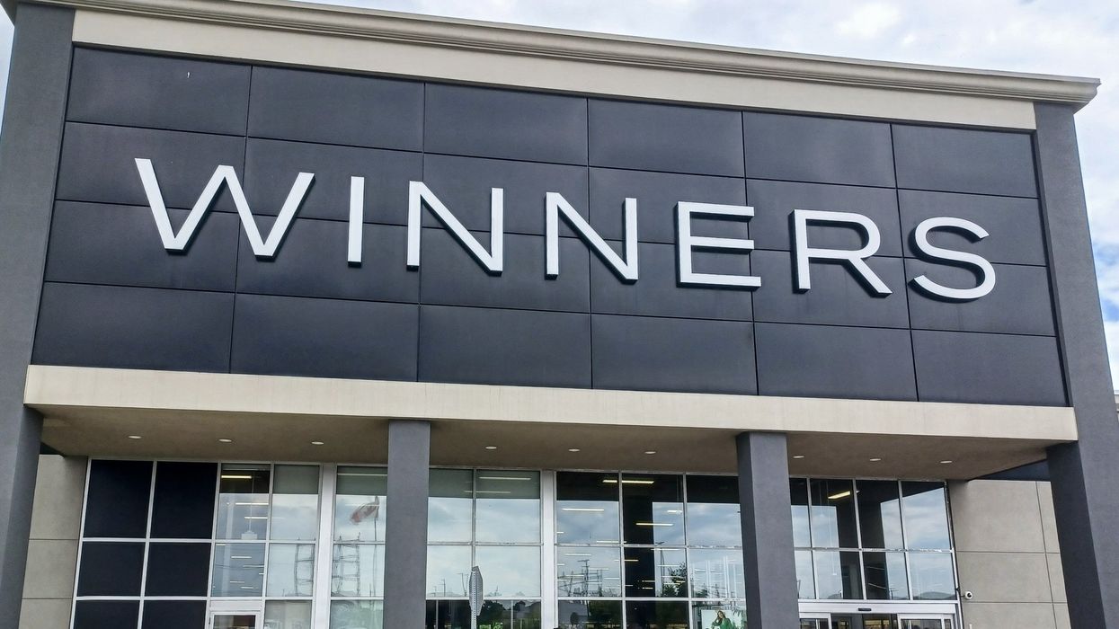 A sign over the entrance of a Winners discount fashion store in a shopping mall in Toronto.