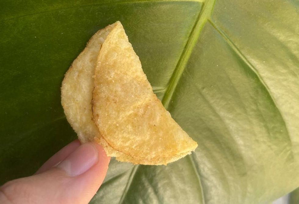 A single one of the kettle cooked chips.