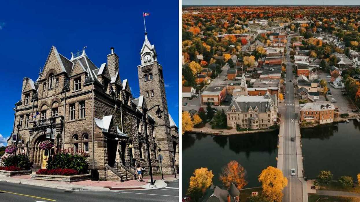 A small town in Ontario. Right: An aerial view of a small town near Ottawa.