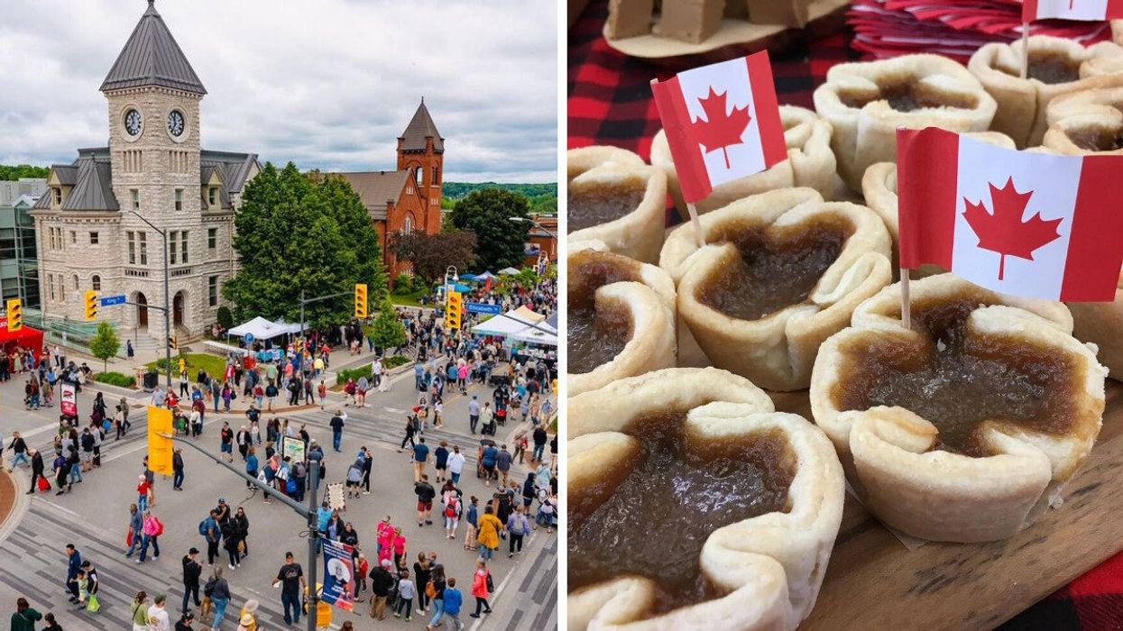 A small town. Right: Butter tarts.