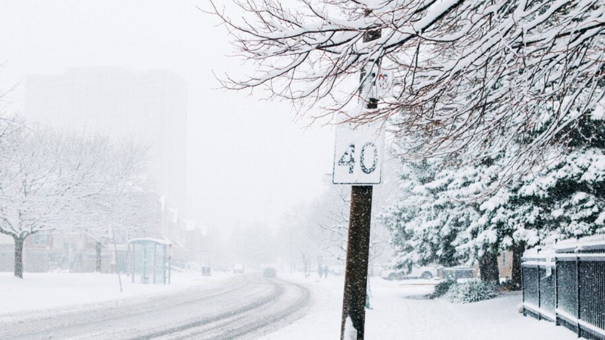 A snow storm in Toronto, Ontario.