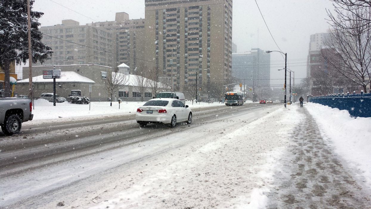 A snowy street in Ontario.