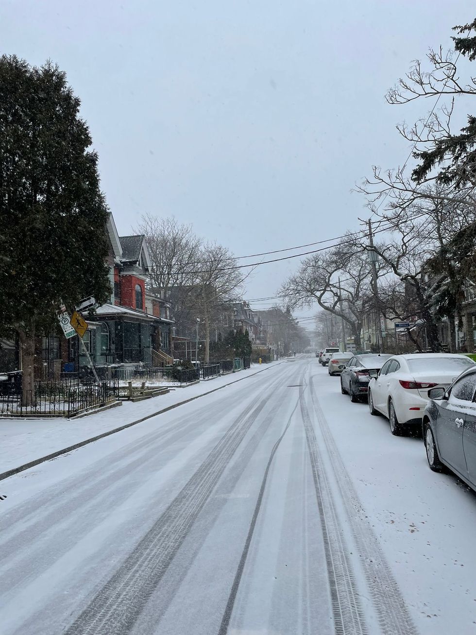 A snowy street in Toronto.