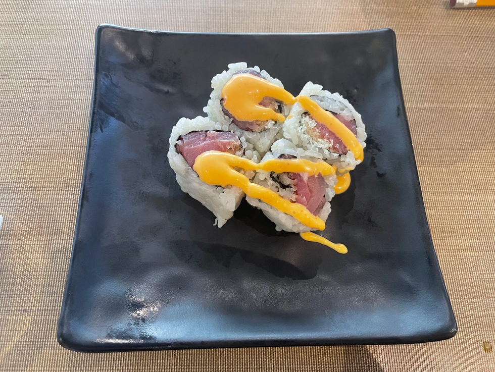 A spicy tuna roll from Kaka.