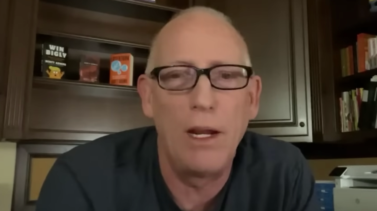 A still from the video where Dilbert creator Scott Adams makes racist comments.