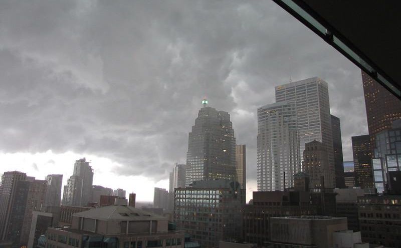 A storm cloud over downtown Toronto.