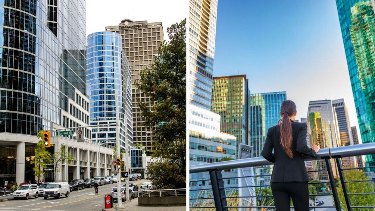 A street in Downtown Vancouver. Right: Someone in Vancouver.