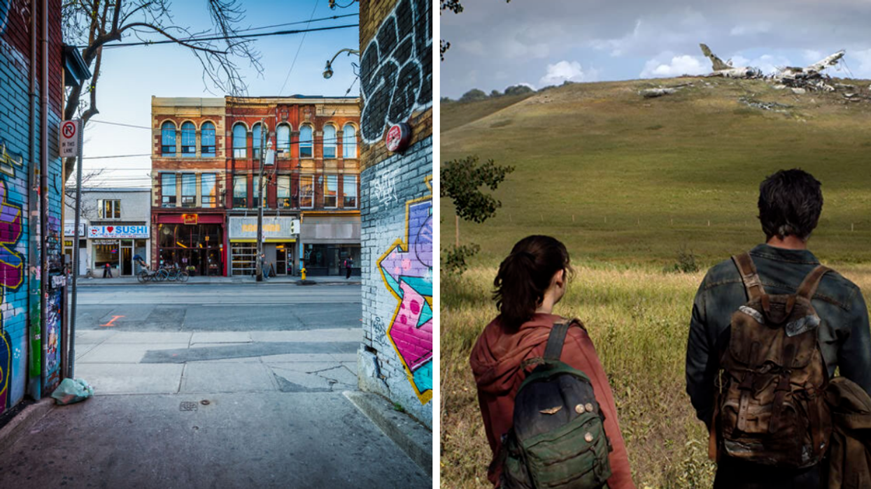 A street in Toronto. Right: A scene from 'The Last of Us.'