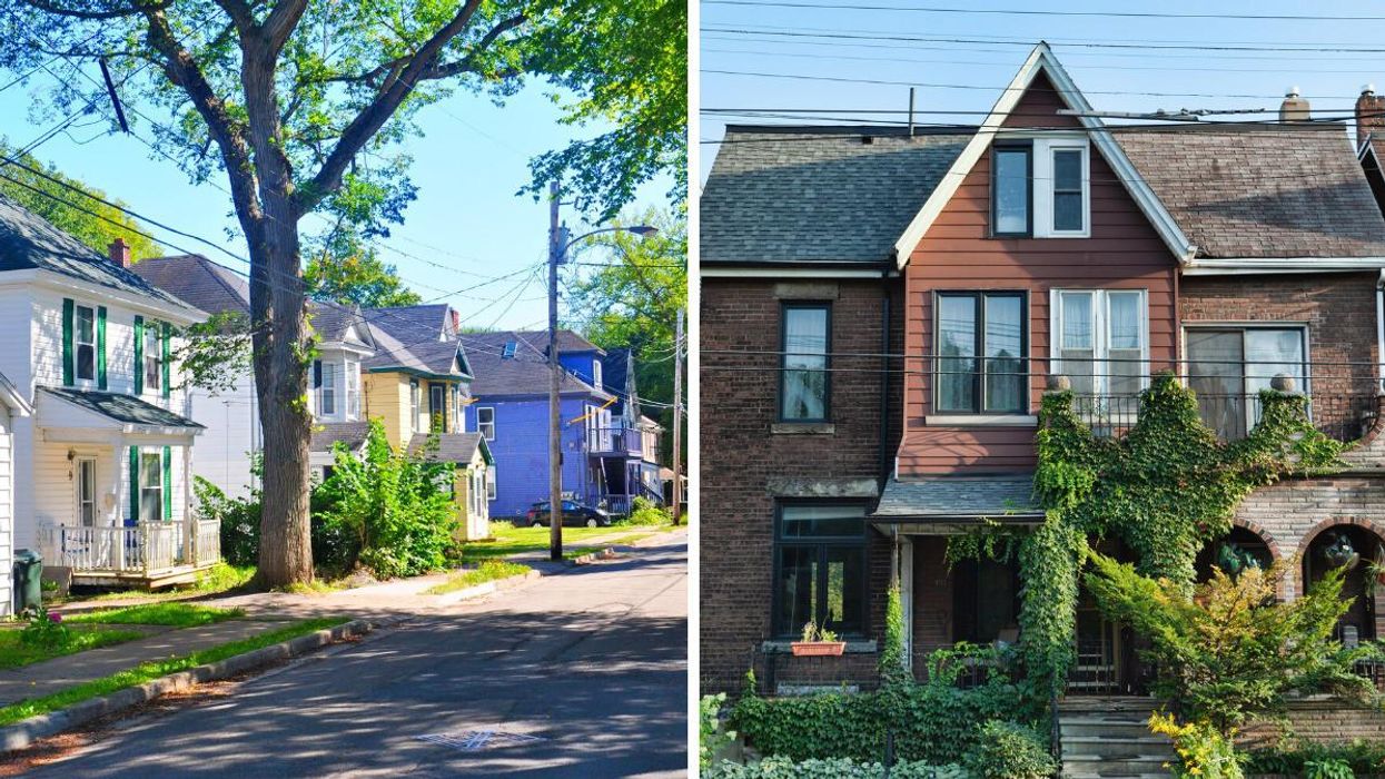 A street in Vancouver. Right: A home in Toronto.