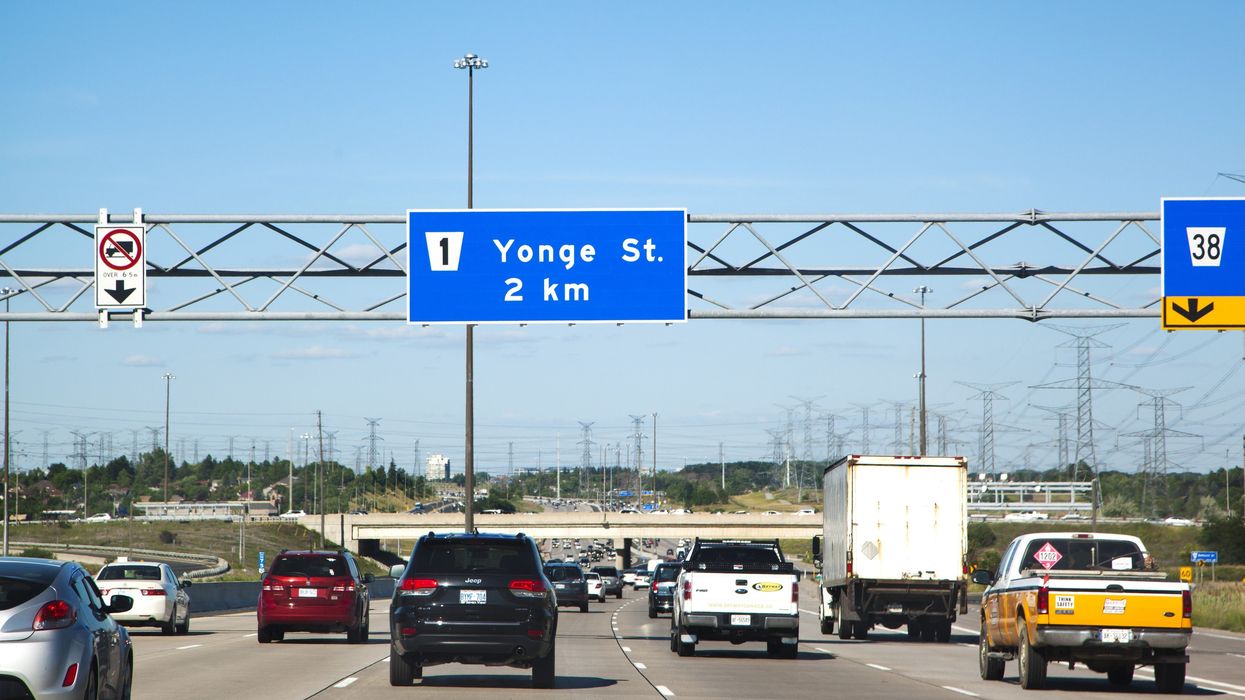 A street sign for Yonge Street on Highway 7 in Toronto, ON.