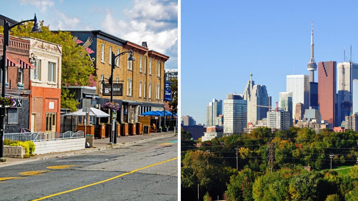 A Sudbury street. Right: Toronto skyline.