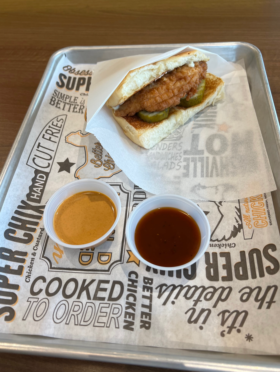 A Super Chix fried chicken sandwich.