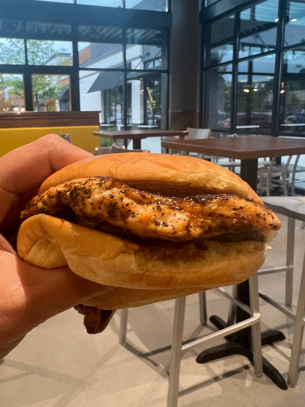 A Super Chix grilled chicken sandwich.