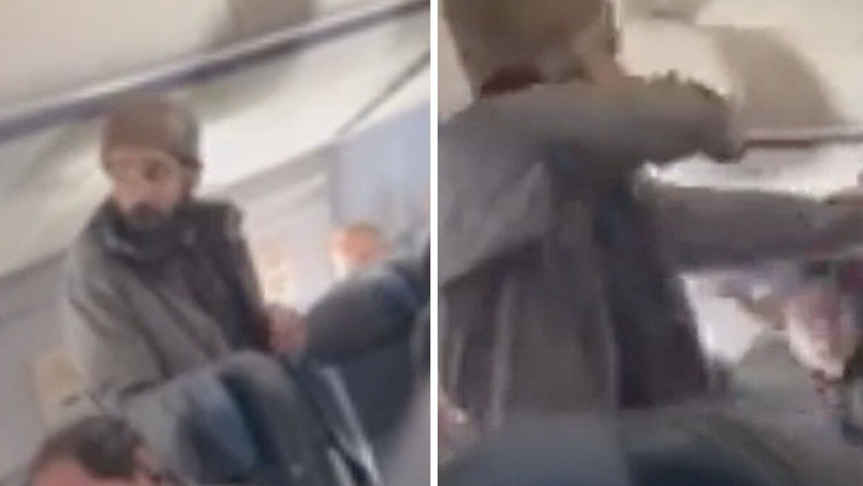 A suspect is shown during an incident on a United Airlines flight.