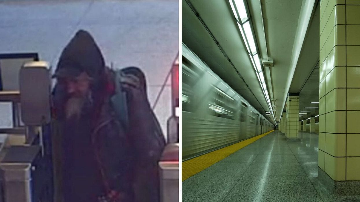 A suspect photo in a hate-motivated attack on the TTC. Right: A TTC subway station.