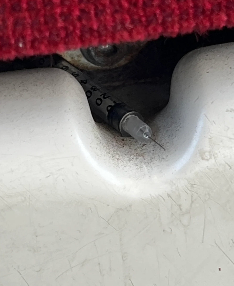 A syringe on a TTC streetcar.