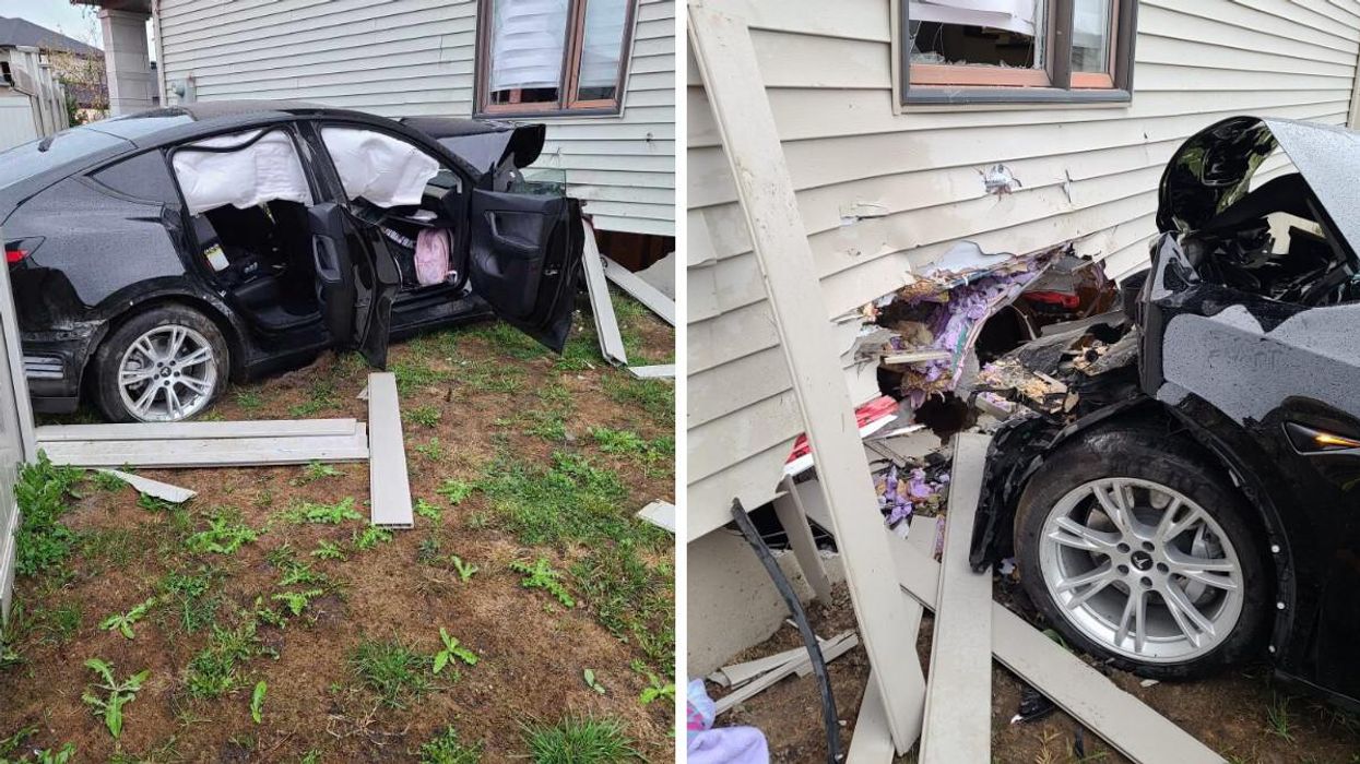 A Tesla Crashed Into An Ottawa Home This Morning & 2 Kids Were In The Car