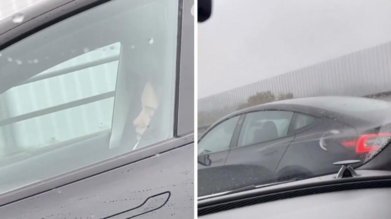 A Tesla Driver Appears To Be Asleep At The Wheel During Rush Hour In Vancouver
