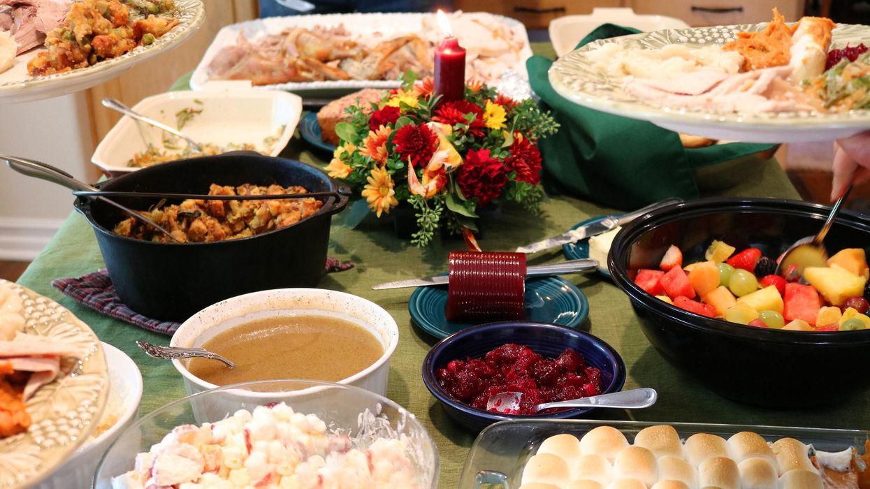 A Thanksgiving dinner table.