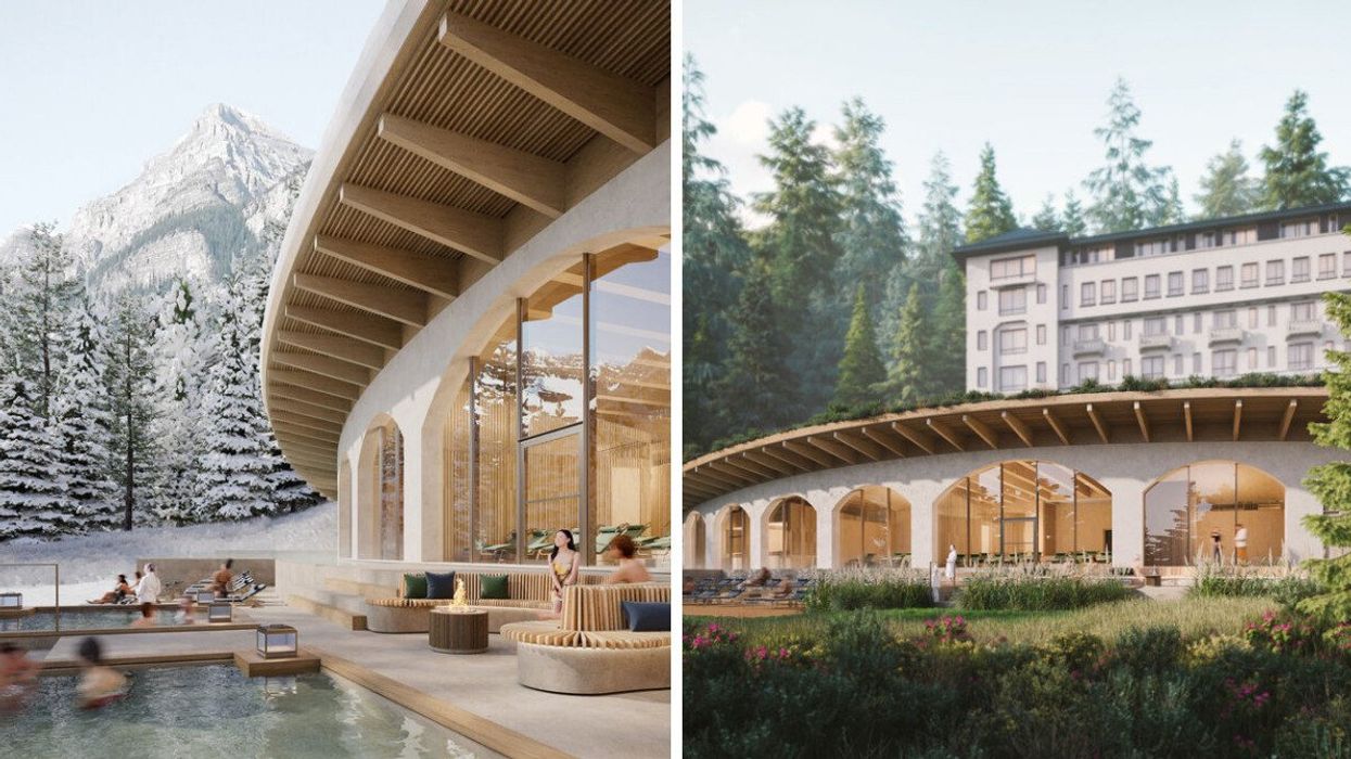 A thermal spa. Right: the outside of a spa.