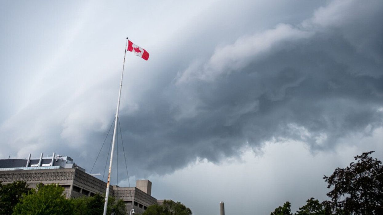 A thunderstorm rolling into Toronto, Ontario.