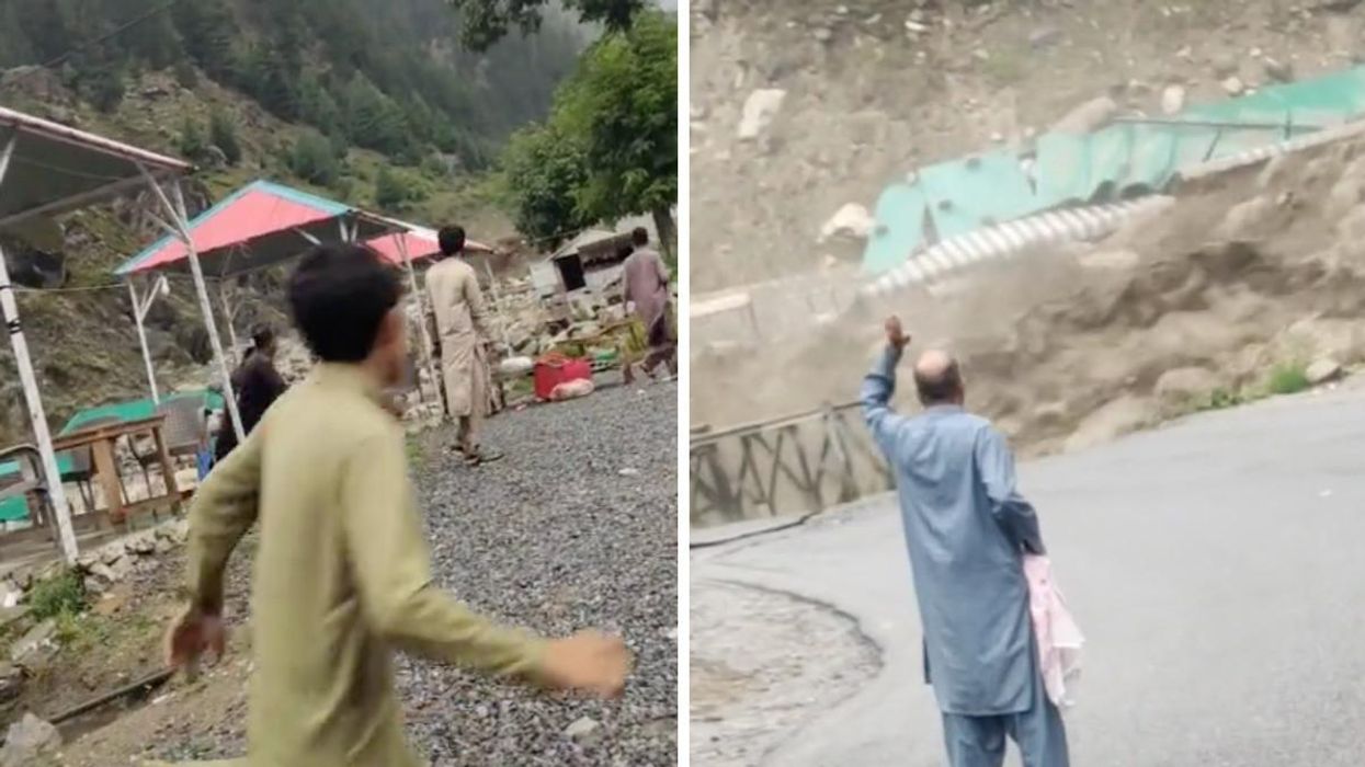 A TikTok showing people running away from the floods in Pakistan.