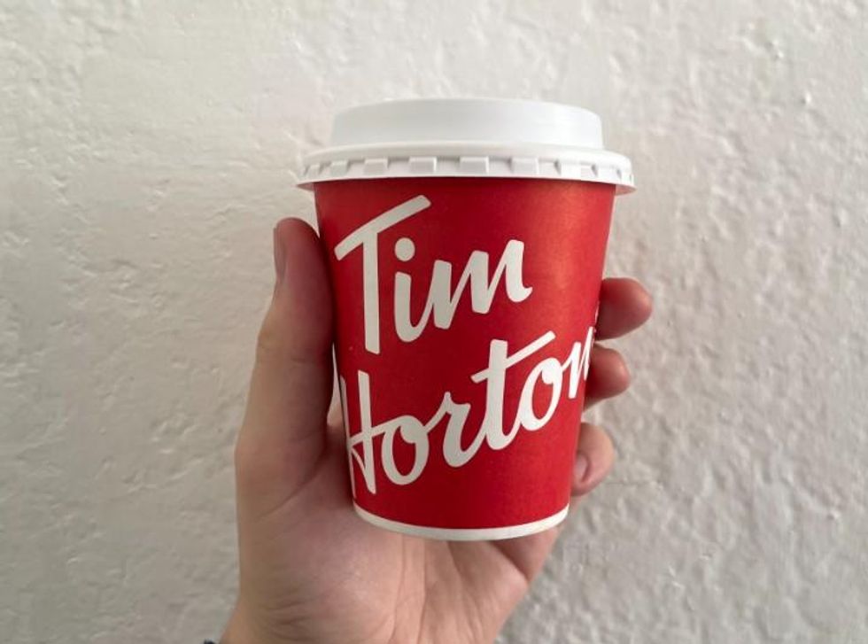 A Tim Hortons coffee.