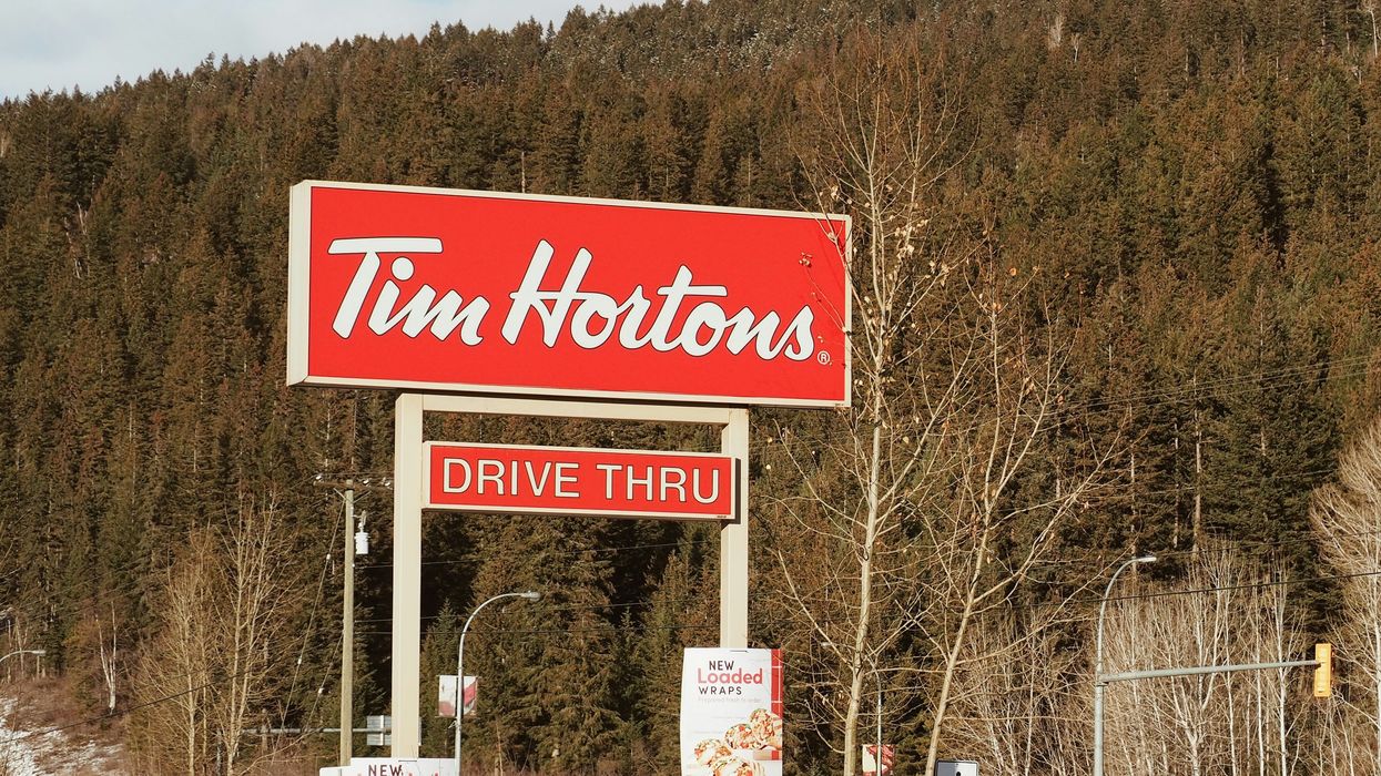 A Tim Hortons sign.