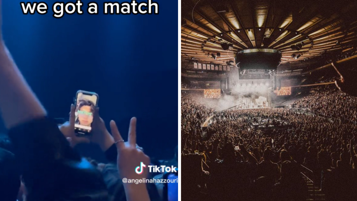 A Tinder match at the concert. Right: 'The 1975' concert.