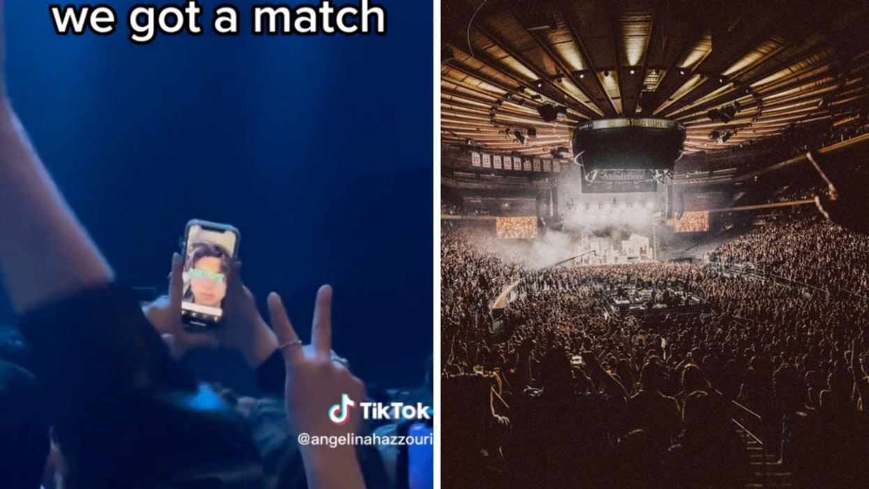A Tinder match at the concert. Right: 'The 1975' concert.