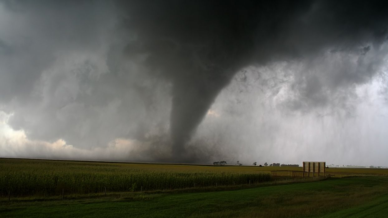 A tornado in a field.