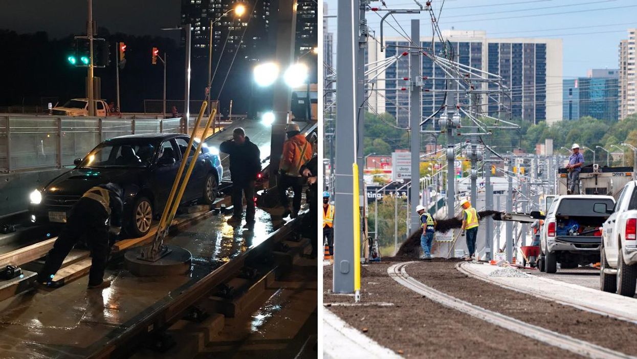 A Toronto Driver Got Their Car Stuck On The Eglinton LRT Tracks Because Of Course They Did