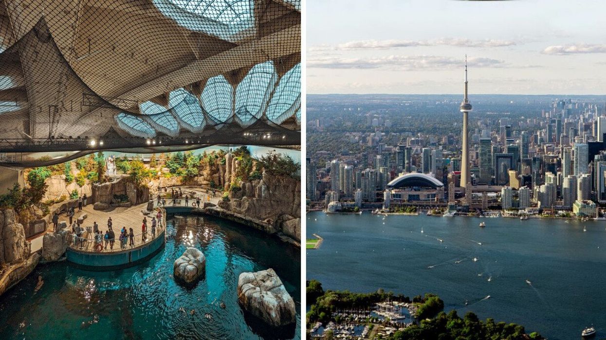 A tourist attraction in Montreal. Right: The Toronto skyline.