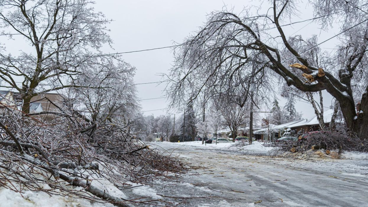 A town in southern Ontario covered in ice.